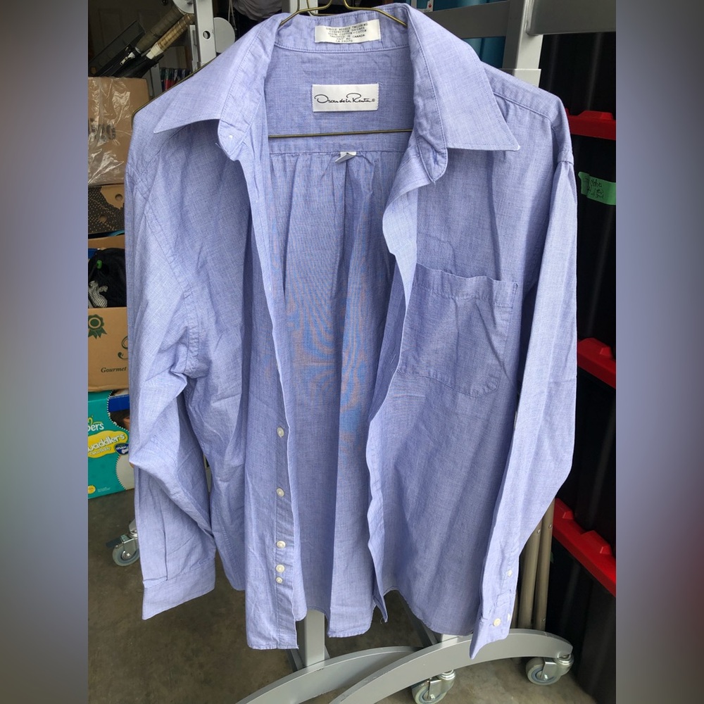 Oscar de la Renta Men's Light Blue Dress Shirt